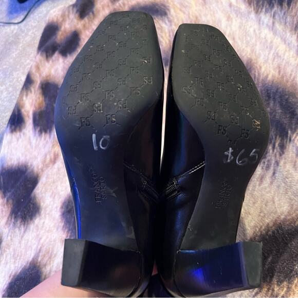 Franco Sarto Black Leather Heeled Ankle Boots Size 10 - Picture 8 of 10